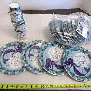 Mermaid Party for 24 Cups 24 Dinner & 24+ Dessert Plates  "Let's Shelle'brate"